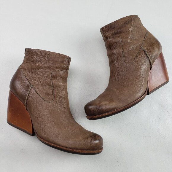 Kork Ease Michelle Ankle Boot Womens 8.5 Brown Leather Side Zip Heeled Wedge - Picture 2 of 15